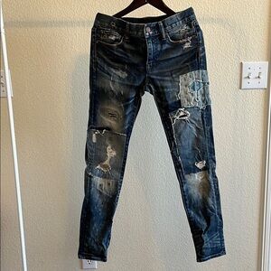Ralph Lauren Blue Skinny Jeans with Distressed Detailing